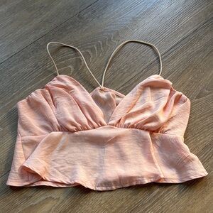 Flowy Peach Satin tank top - cropped